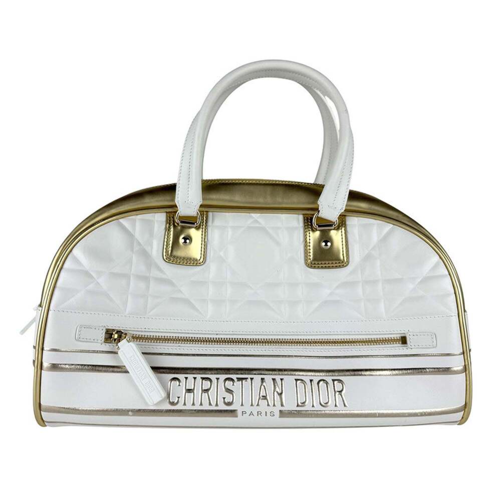 CHRISTIAN DIOR White Leather Shoulder Bag